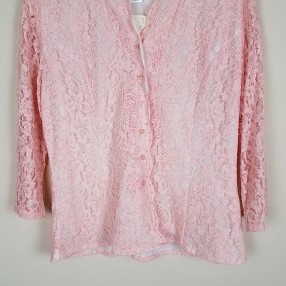 Coldwater Creek Light Pink Lace Button-up Cardigan Top Size Small - Picture 3 of 8
